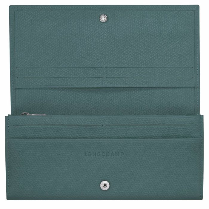 Women Longchamp Cedar Leather Wallets Le Roseau Flap Wallet Cedar - Leather