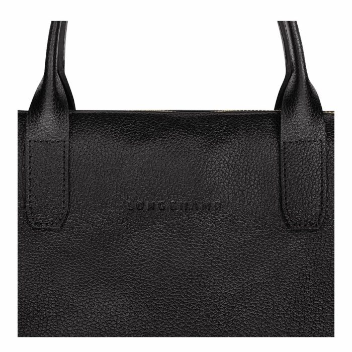 Women Longchamp Le Foulonné S Briefcase Black - Leather Black Leather Bags
