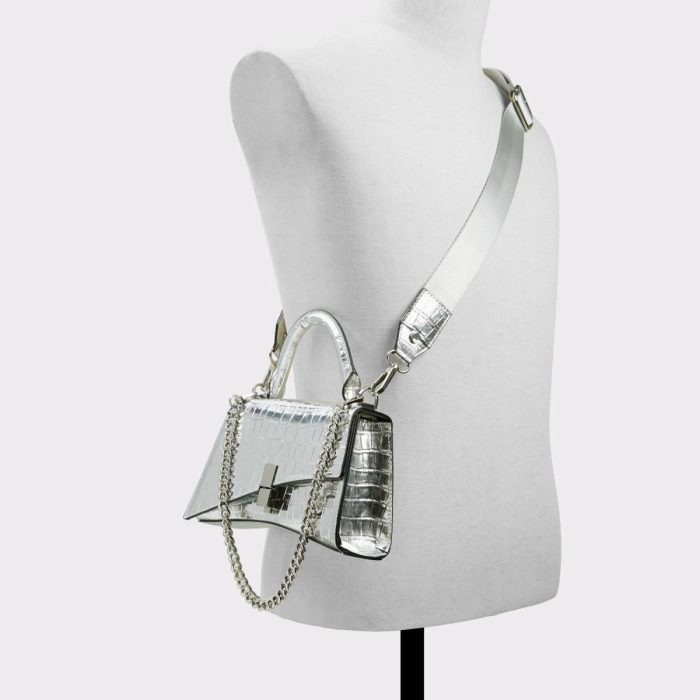 Women Lucenaax Silver Women's Top Handle Bags Aldo Silver Top Handle Bags
