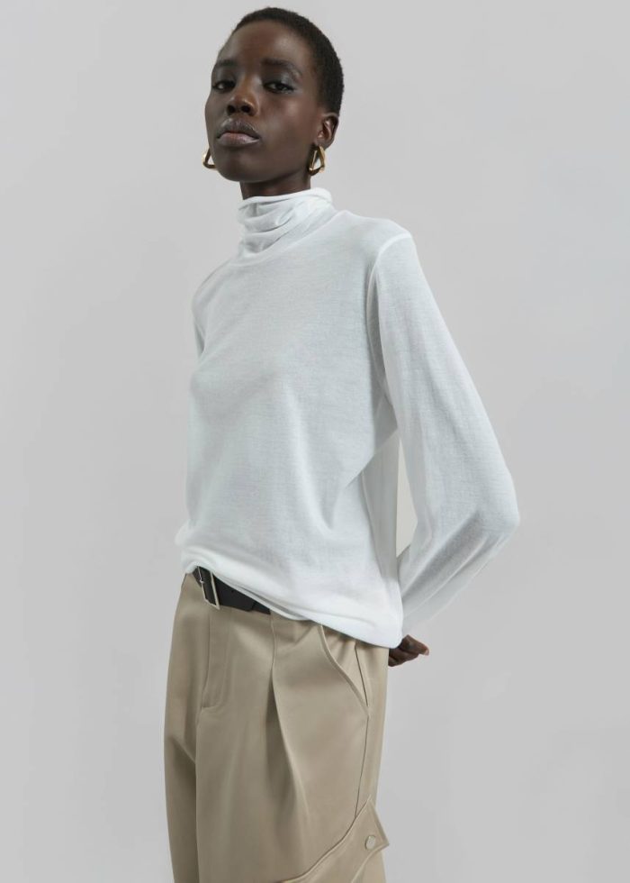 Women Matin Fine Cotton Knit Turtleneck - White White 8Au/4Us|10Au/6Us|12Au/8Us The Frankie Shop