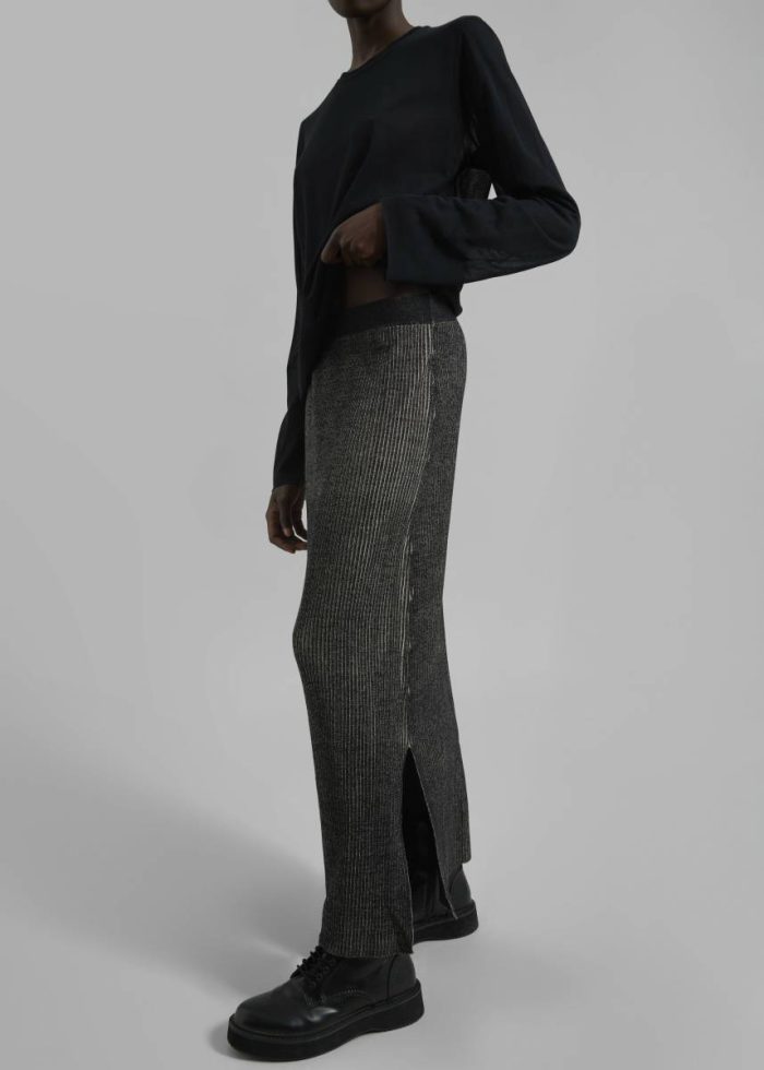 Women Metallic The Frankie Shop Bottoms Samsøe Samsøe Sacheryl Skirt - Black Melange