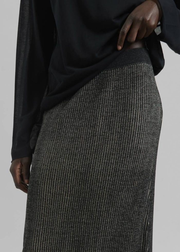 Women Metallic The Frankie Shop Bottoms Samsøe Samsøe Sacheryl Skirt - Black Melange