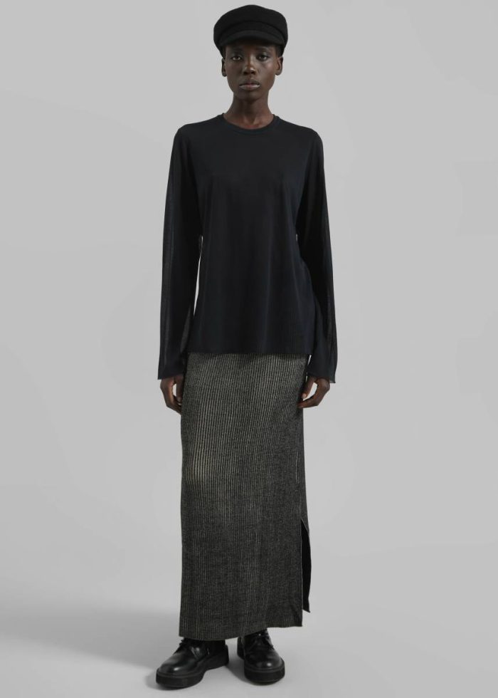 Women Metallic The Frankie Shop Bottoms Samsøe Samsøe Sacheryl Skirt - Black Melange