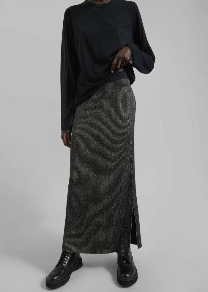 Women Metallic The Frankie Shop Bottoms Samsøe Samsøe Sacheryl Skirt - Black Melange