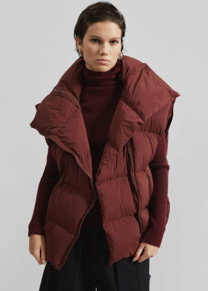 Women Otley Sleeveless Puffer Vest - Burgundy The Frankie Shop Red Outerwear