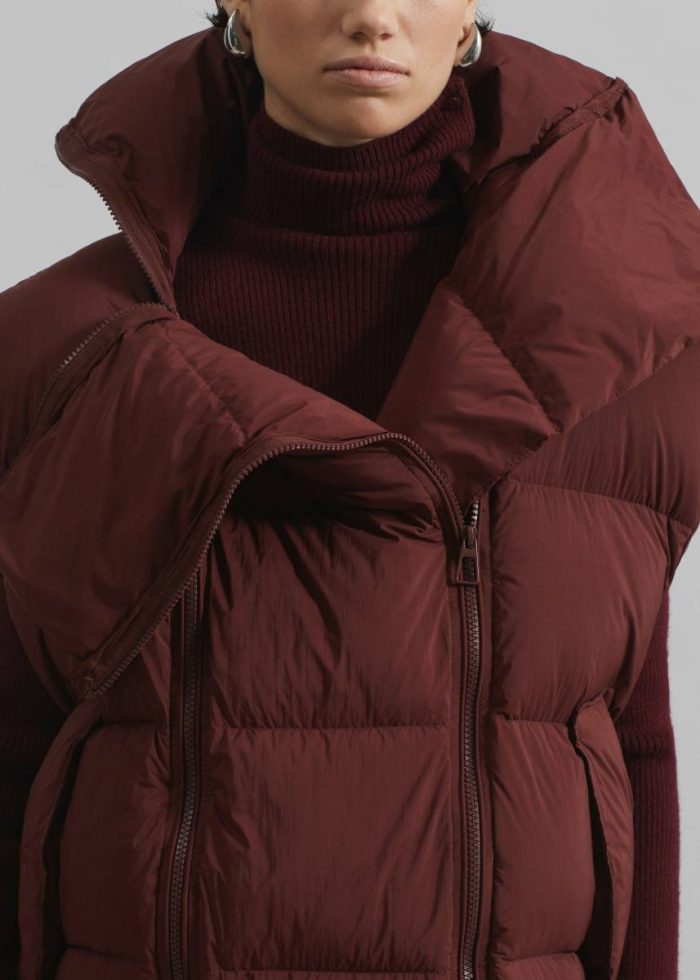 Women Otley Sleeveless Puffer Vest - Burgundy The Frankie Shop Red Outerwear