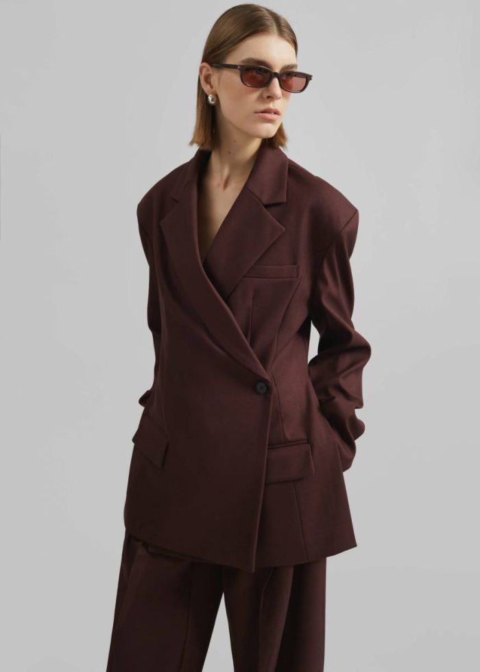 Women Outerwear Durham Crossover Blazer - Burgundy Red The Frankie Shop