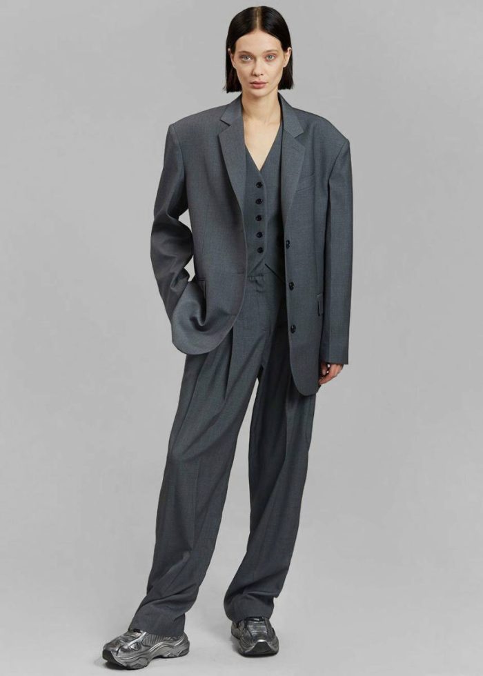 Women Outerwear The Frankie Shop Grey Gelso Waistcoat - Dark Grey Melange