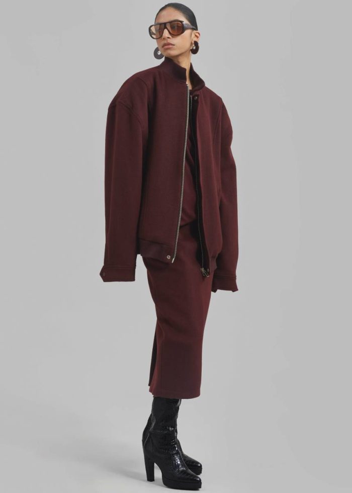 Women Red Arley Oversized Bomber - Burgundy Outerwear The Frankie Shop