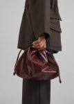 Women Red Bags The Frankie Shop Morgan Crackled Faux Leather Small Pouch - Burgundy