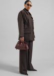 Women Red Bags The Frankie Shop Morgan Crackled Faux Leather Small Pouch - Burgundy