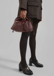 Women Red Bags The Frankie Shop Morgan Crackled Faux Leather Small Pouch - Burgundy