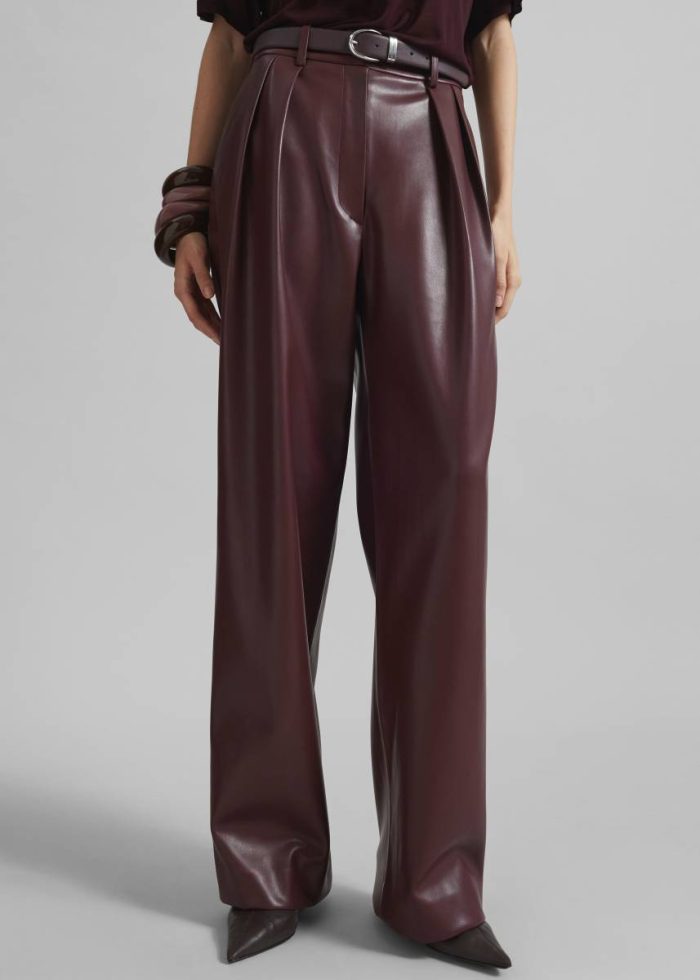 Women Red Bottoms The Frankie Shop Helsinki Faux Leather Pants - Burgundy