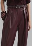 Women Red Bottoms The Frankie Shop Helsinki Faux Leather Pants - Burgundy