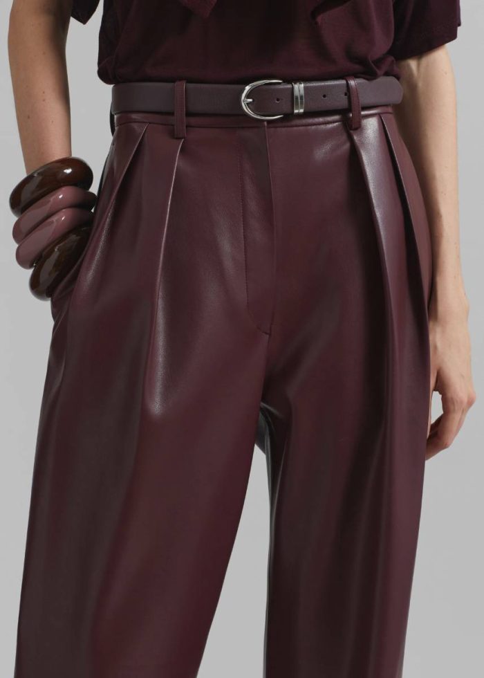 Women Red Bottoms The Frankie Shop Helsinki Faux Leather Pants - Burgundy