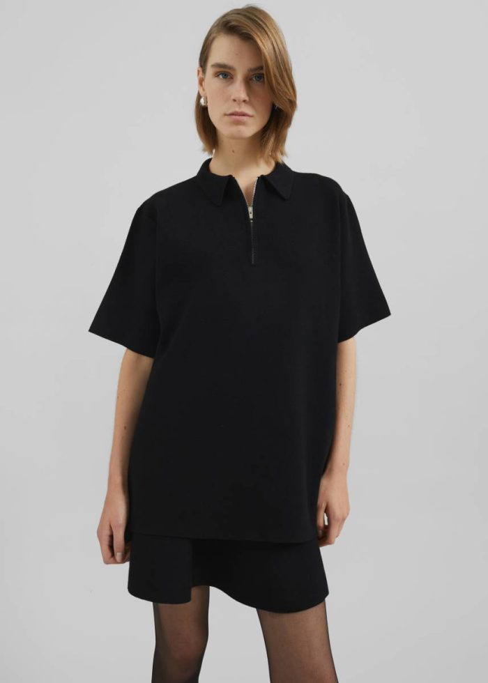 Women Riya Zip-Up Polo - Black Black The Frankie Shop Tops