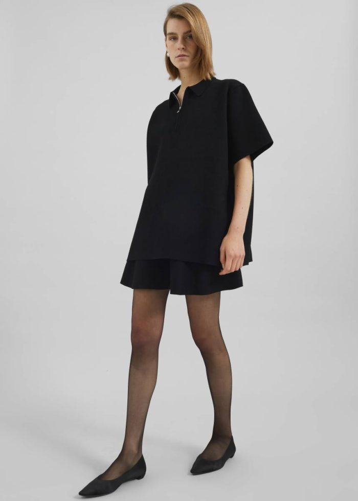 Women Riya Zip-Up Polo - Black Black The Frankie Shop Tops