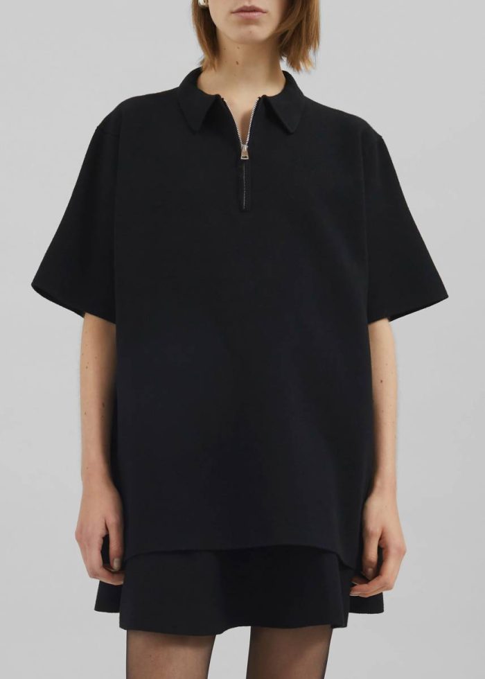 Women Riya Zip-Up Polo - Black Black The Frankie Shop Tops