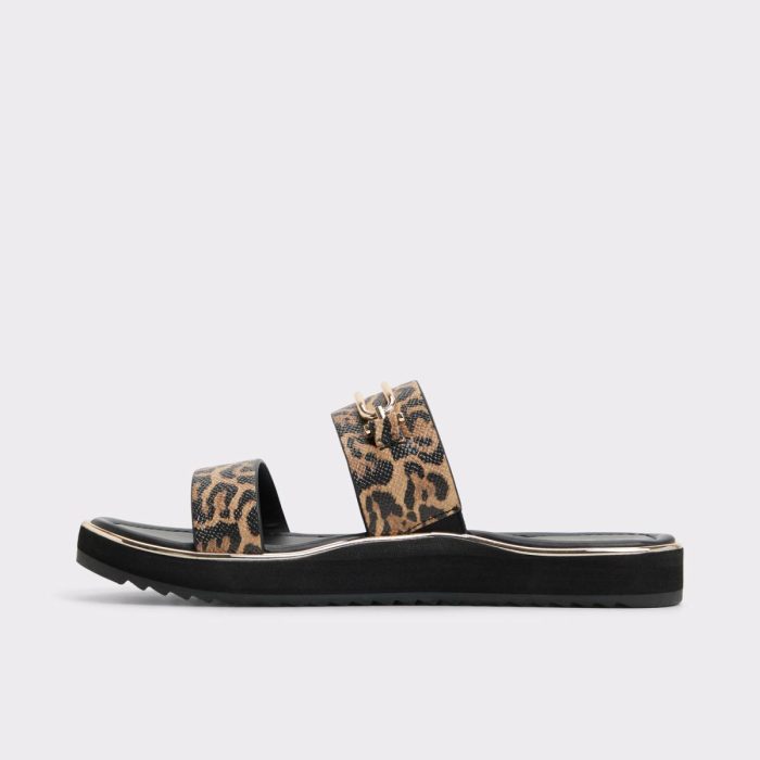 Women Sandals Aldo Lagoon Brown Multi Women's Flat Sandals Brown Multi
