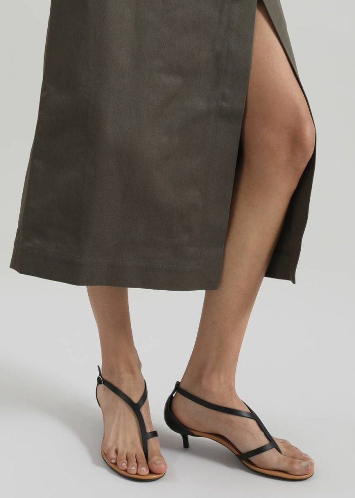 Women Sandals Christopher Esber Fuyao Demi Heels - Black/Tan The Frankie Shop Black