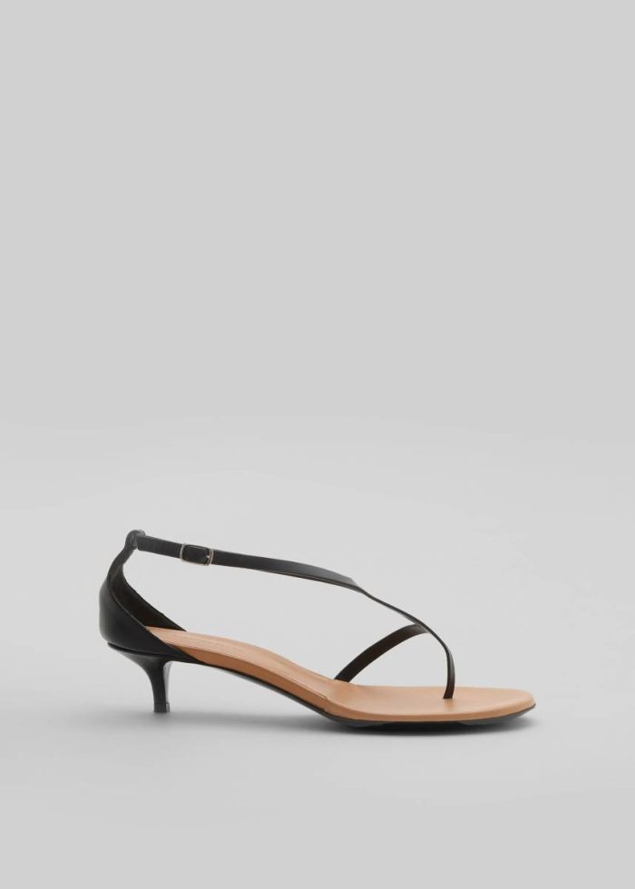 Women Sandals Christopher Esber Fuyao Demi Heels - Black/Tan The Frankie Shop Black