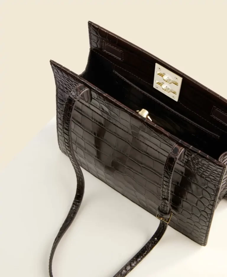 Women Shoulder Bag Stance Clasp - Aged Mahogany(Croc) Cafune