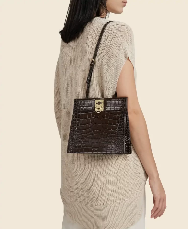 Women Shoulder Bag Stance Clasp - Aged Mahogany(Croc) Cafune