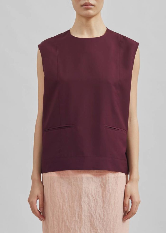 Women The Frankie Shop Beaune Sleeveless Top - Burgundy Red Tops