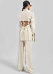 Women The Frankie Shop Beige Bottoms Sportmax Orario Flared Trousers - Ivory