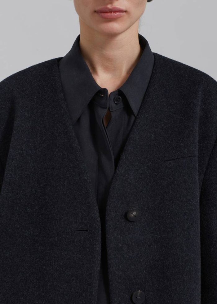Women The Frankie Shop Black Outerwear Abina Collarless Blazer - Charcoal
