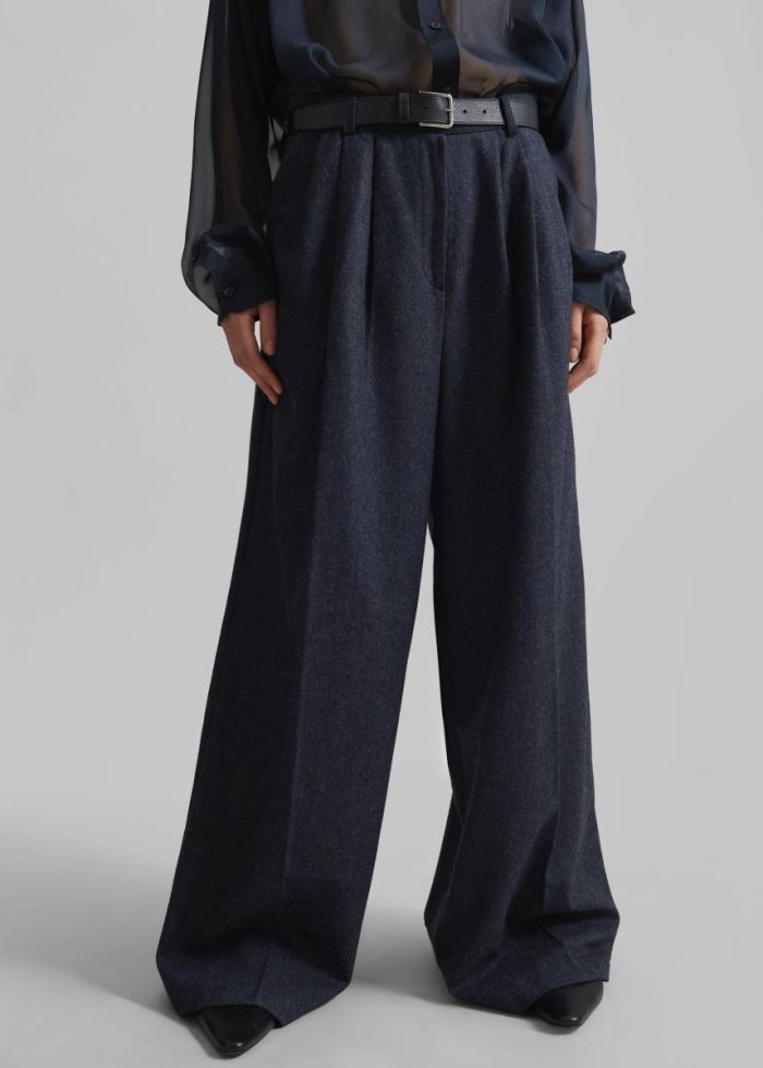 Women The Frankie Shop Blue Bottoms Aminah Trousers - Navy