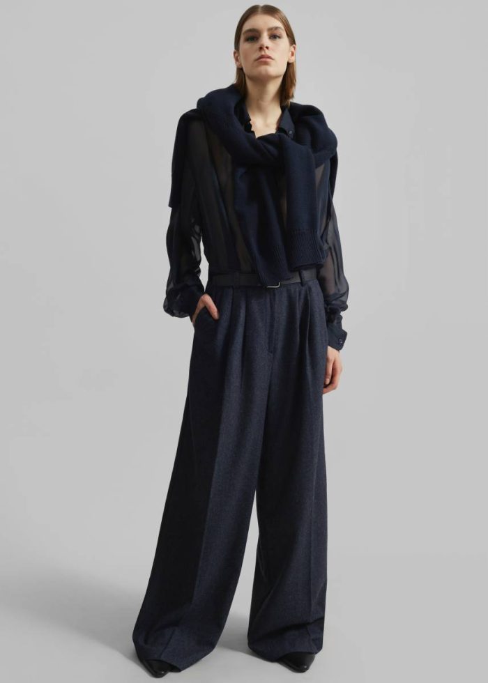 Women The Frankie Shop Blue Bottoms Aminah Trousers - Navy