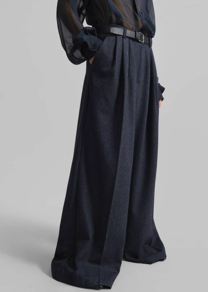 Women The Frankie Shop Blue Bottoms Aminah Trousers - Navy