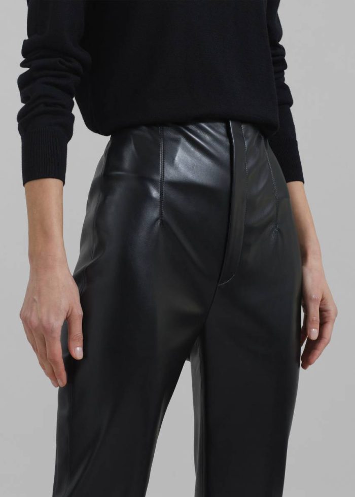 Women The Frankie Shop Bottoms Black Ziggy Long Leather Pants - Black