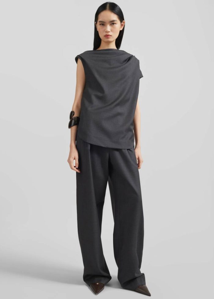 Women The Frankie Shop Bottoms Loulou Studio Cove Elastic Waistband Pants - Black Melange Black