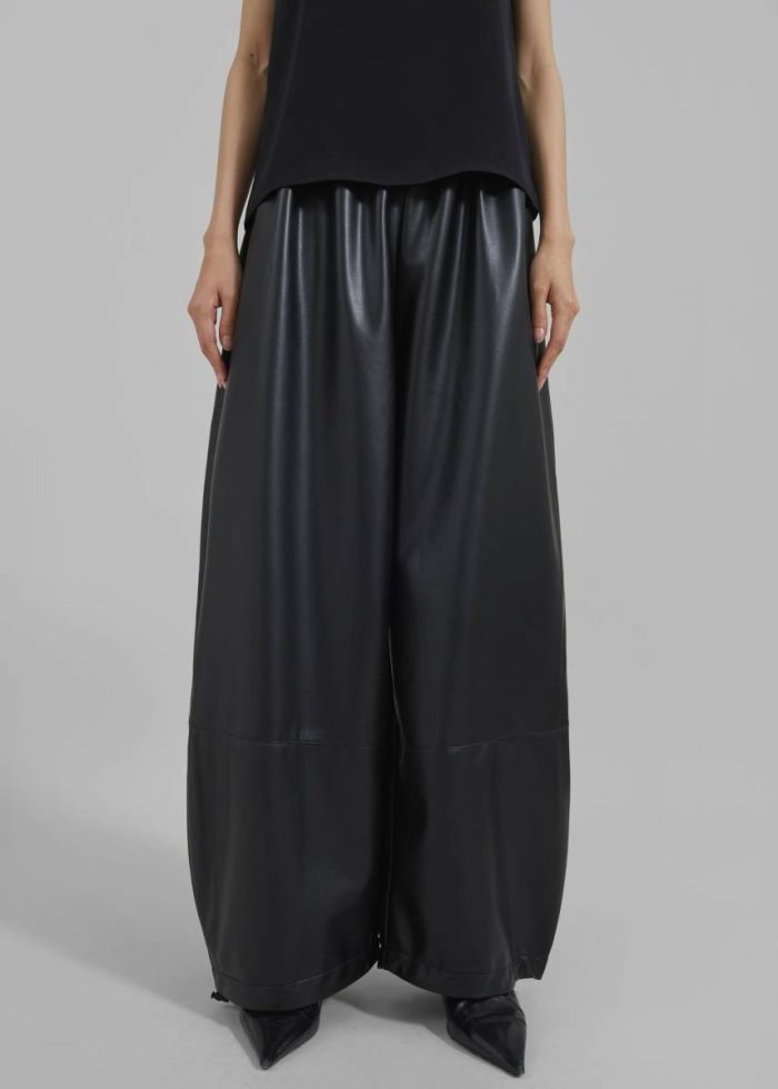 Women The Frankie Shop Briar Faux Leather Balloon Pants - Black Black Bottoms
