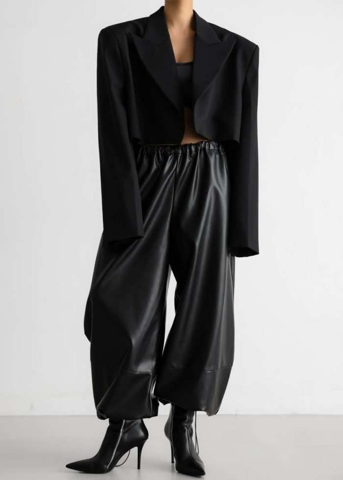Women The Frankie Shop Briar Faux Leather Balloon Pants - Black Black Bottoms