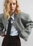 Women The Frankie Shop Glane Padded Wool Bomber Jacket - Grey Melange Outerwear Grey