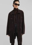 Women The Frankie Shop Haillot Suede Long Jacket - Brown Brown Outerwear