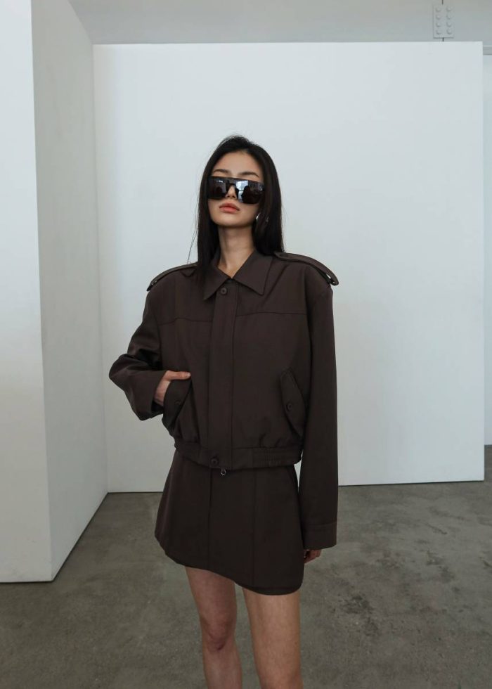 Women The Frankie Shop Hyde Cropped Bomber - Brown Outerwear Brown