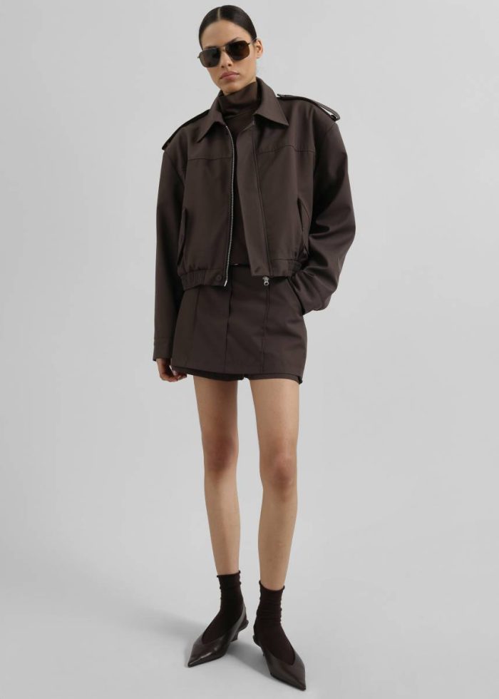 Women The Frankie Shop Hyde Cropped Bomber - Brown Outerwear Brown