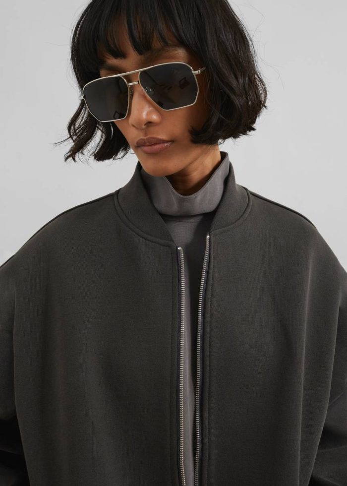 Women The Frankie Shop Outerwear Grey Jura Cotton Bomber Jacket - Charcoal