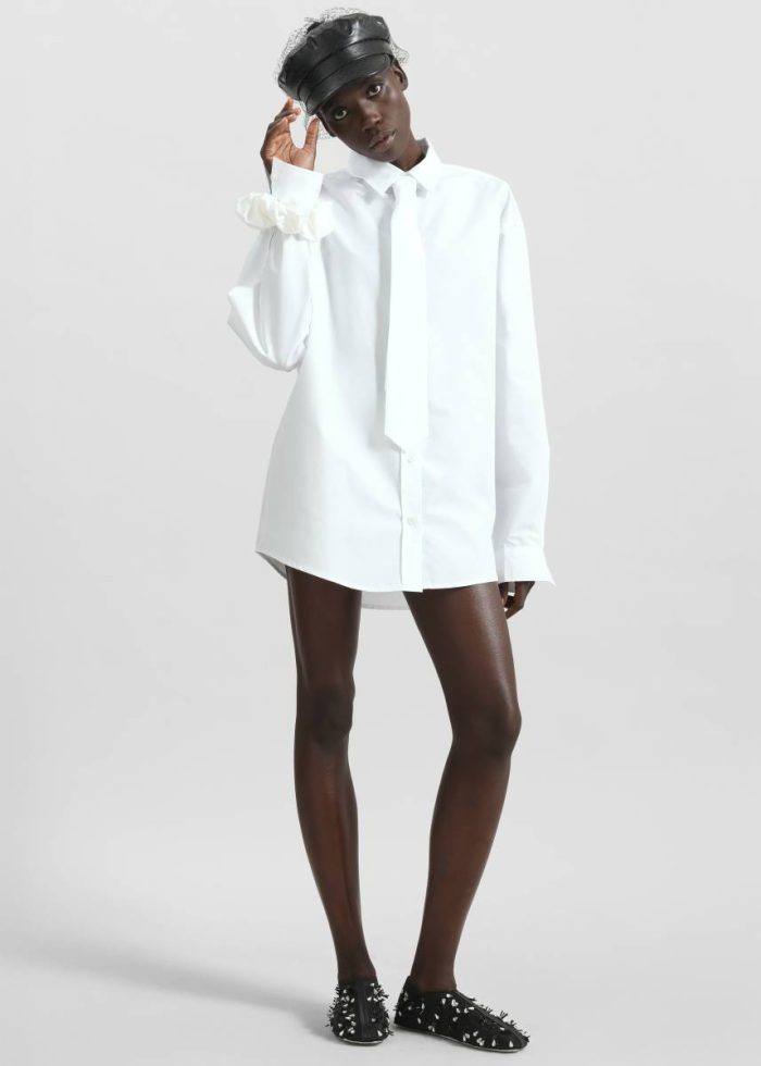 Women The Frankie Shop Perna Tie Neck Shirt - White White Tops