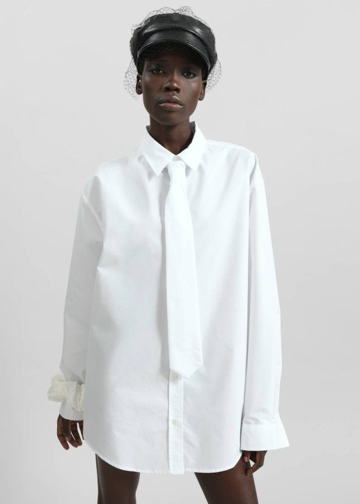Women The Frankie Shop Perna Tie Neck Shirt - White White Tops