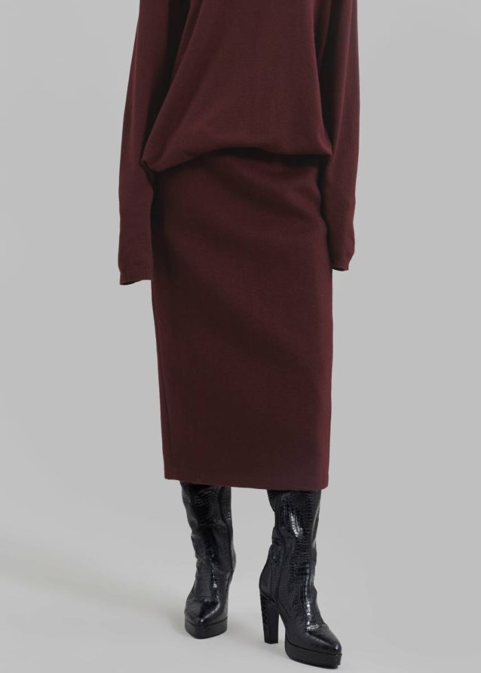 Women The Frankie Shop Red Arley Midi Skirt - Burgundy Bottoms