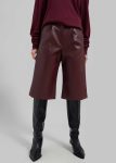 Women The Frankie Shop Red Bottoms Coralie Faux Leather Bermuda Shorts - Burgundy
