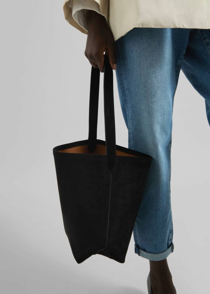 Women The Frankie Shop Royso Suede Bucket Bag - Black Black Bags