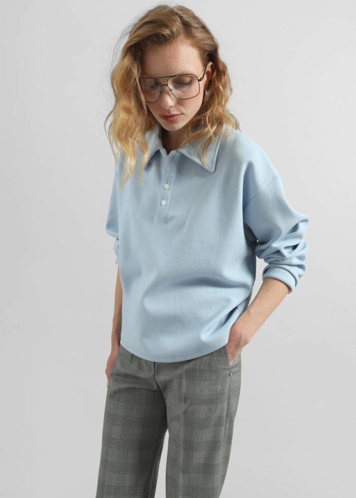 Women The Frankie Shop Tops Mosbach Polo - Sky Blue Blue