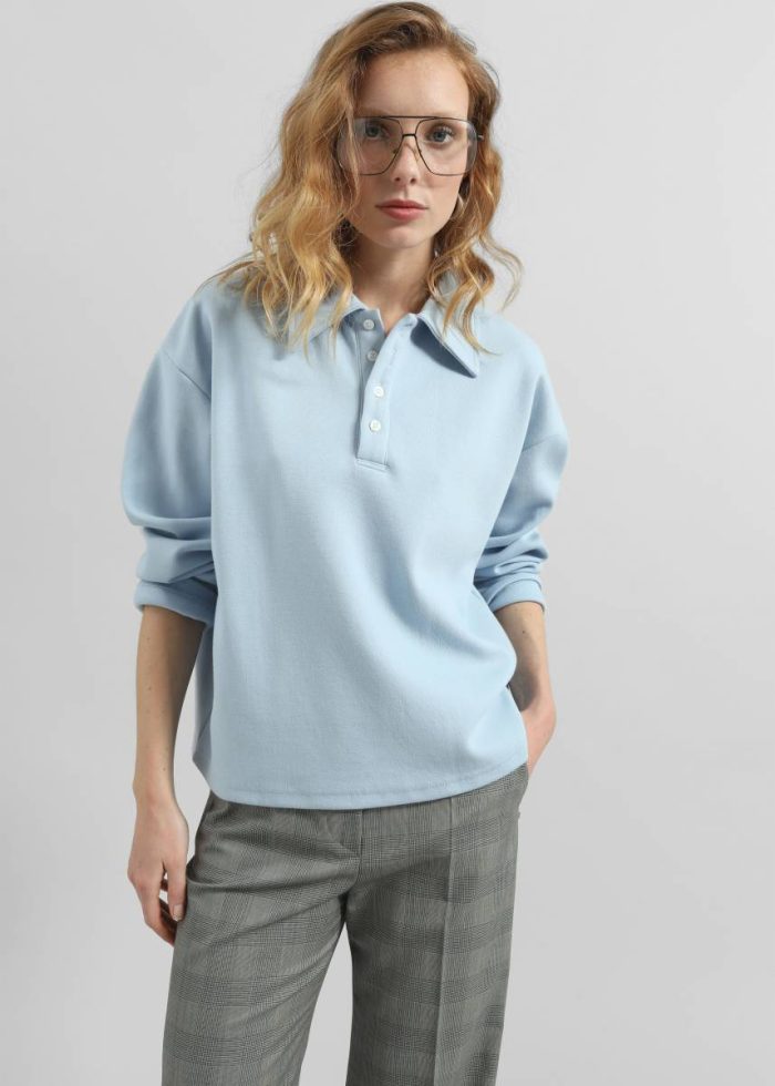 Women The Frankie Shop Tops Mosbach Polo - Sky Blue Blue