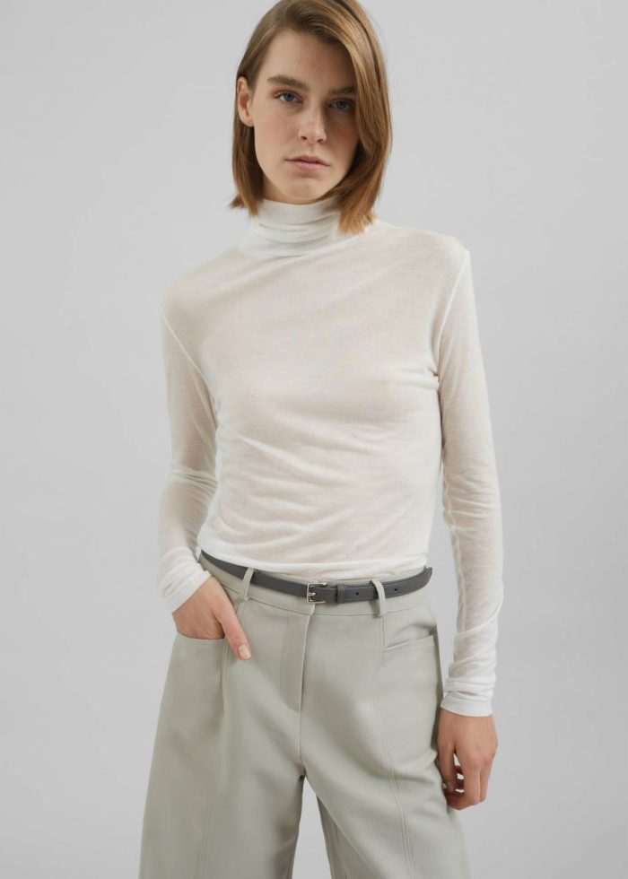 Women The Frankie Shop White Knitwear Evren Sheer Turtleneck - White